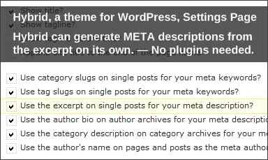 Hybrid for WordPress, Settings, Autogenerate META descriptions