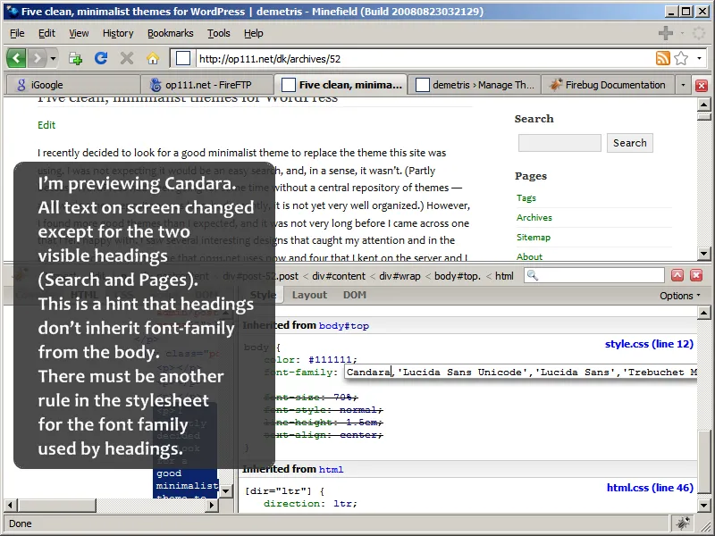 Previewing fonts with Firebug